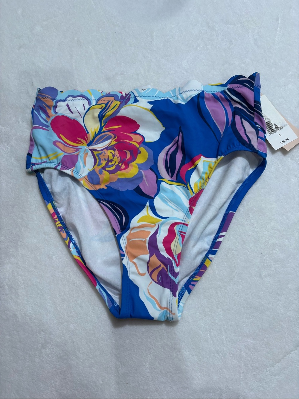 Indigo Sky Women's Blue Floral High-Waist Swim Bottom